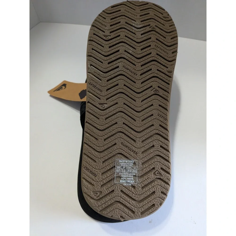 Quiksilver Monkey Wrench Mens Sandals Black Flip Flops AQYL100048 Size 6 NEW